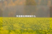 失信黑名单限制什么