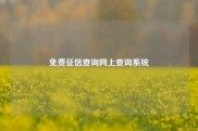 免费征信查询网上查询系统